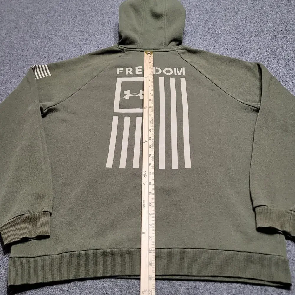 Under Armour Hoodie Mens Large Loose Army Green Freedom Flag Sweatshirt Sweater
